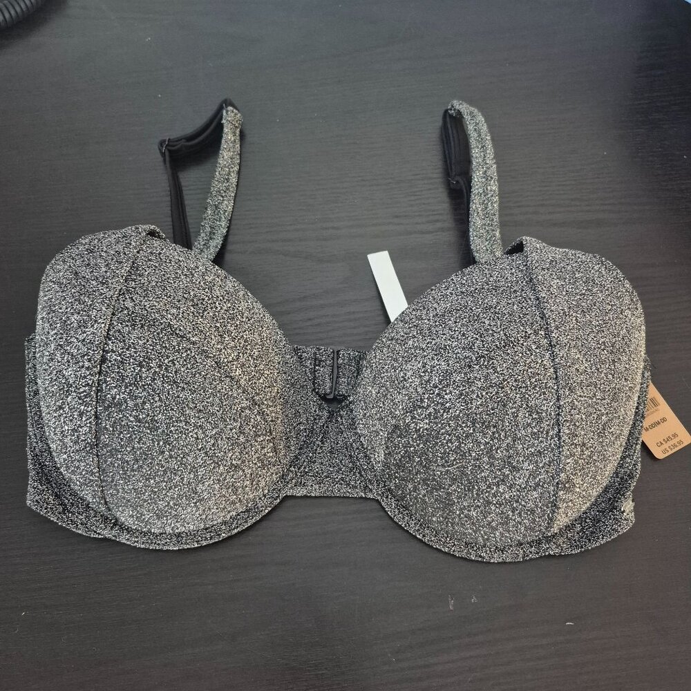 Victoria's Secret Bikini Top Metallic Silver Foil Full Coverage Swim Adjustable